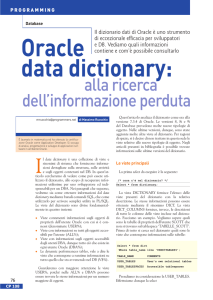 Oracle data dictionary: alla ricerca dell`informazione perduta