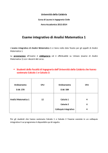 Esame integrativo di Analisi Matematica 1