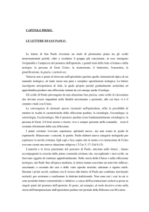 CAPITOLO PRIMO LE LETTERE DI SAN PAOLO Le