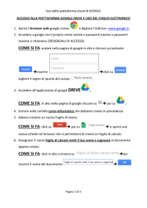 Accesso alla piattaforma Google Drive e uso del Foglio