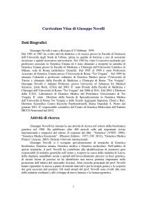 Curriculum Vitae di Giuseppe Novelli Dati Biografici Attività di ricerca