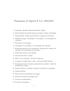 Programma di Algebra II A.A. 2016/2017