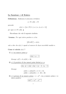 La funzione φ di Eulero