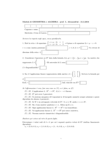 testo dell`esame di Geometria e Algebra del 31 marzo 2016