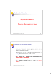 Algoritmi di Ricerca Esempi di programmi Java