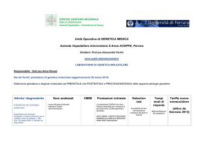ELENCO PRESTAZIONI GENETICA MOLECOLARE aggiornato 20