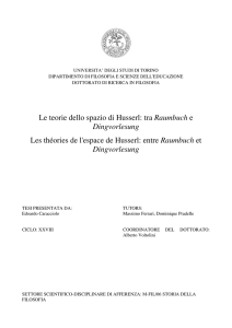 Le teorie dello spazio di Husserl: tra Raumbuch e Dingvorlesung