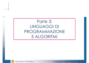 Parte 3: LINGUAGGI DI PROGRAMMAZIONE E ALGORITMI