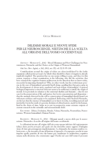 dilemmi morali e nuove sfide per le neuroscienze. nietzsche e la