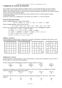 classe IB – compiti per le vacanze di aritmetica