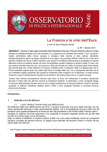 La Francia e la crisi dell`Euro