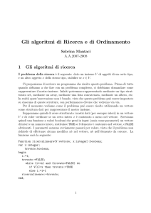 Gli algoritmi di Ricerca e di Ordinamento