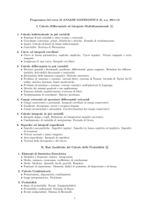 Programma del corso di ANALISI MATEMATICA II, a.a. 2011