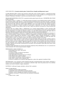 UNITÀ DIDATTICA: Geometria sintetica piana: Nozioni di base