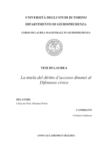 Tesi di laurea - Consiglio regionale del Piemonte