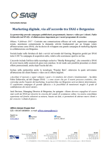 Marketing digitale, via all`accordo tra SNAI e Betgenius