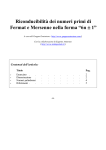 Riconducibilità dei numeri primi di Fermat e Mersenne nella forma 6n