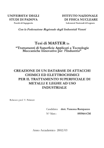 Tesi di MASTER in - Master in Surface Treatments for Industrial