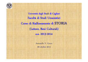 Facoltà di Studi Umanistici Corso di Riallineamento di STORIA