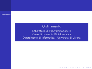 Ordinamento - Laboratorio di Programmazione II Corso di Laurea in