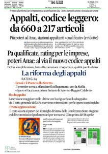 Il Sole 24 ore – Appalti, Codice leggero. Da 660 a