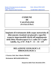 relazione geologica - Città Metropolitana di Bari