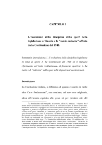 CAPITOLO I L`evoluzione della disciplina dello sport nella