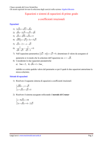 Equazioni e sistemi di equazioni di primo grado a coefficienti
