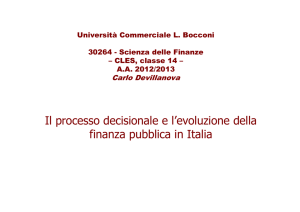 Il processo decisionale e l`evoluzione della finanza pubblica in Italia
