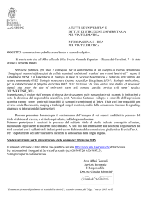 Scuola Normale di Pisa Bando D.D. 277/2015