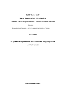 La “pubblicità ingannevole” e l`industria dei viaggi organizzati