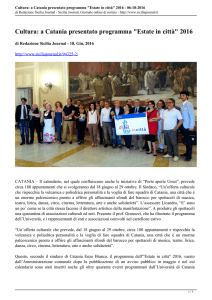 Cultura: a Catania presentato programma "Estate in città" 2016