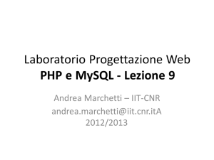 Laboratorio Progettazione Web PHP e MySQL - Lezione 9