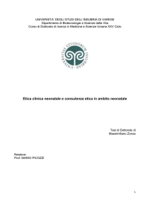 Etica clinica neonatale e consulenza etica in