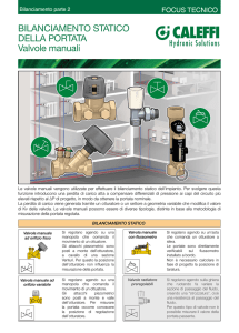 BILANCIAMENTO STATICO DELLA PORTATA Valvole