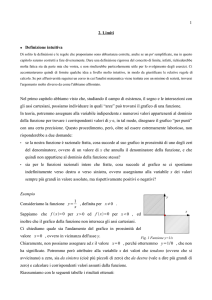 1 2. Limiti Definizione intuitiva Nel primo capitolo abbiamo visto che