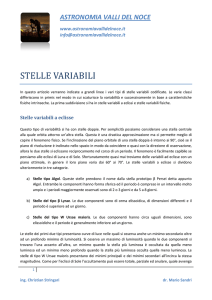 Stelle variabili - Astronomia Valli del Noce