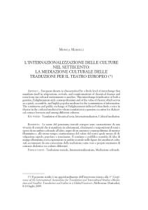 L`internazionalizzazione delle culture nel settecento