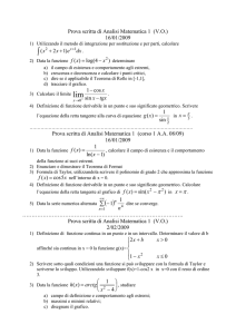 Prova scritta di Analisi Matematica 1 (V