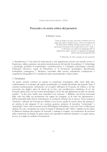 Foucault e la storia critica del pensiero