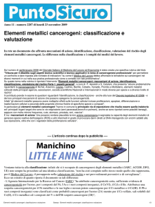 Elementi metallici cancerogeni: classificazione e