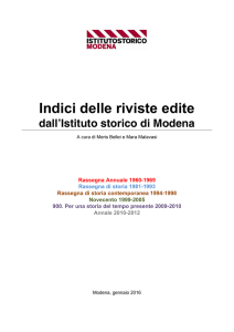 Indici delle riviste edite - Istituto Storico di Modena