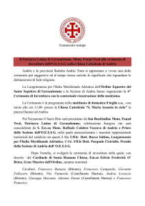 Comunicato stampa Il Patriarca Latino di Gerusalemme, Mons