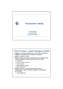 Laboratorio -Introduzione a MySQL