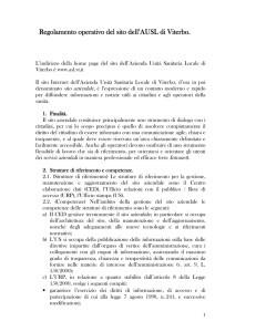 Regolamento operativo del sito dell`AUSL di Viterbo. Regolamento