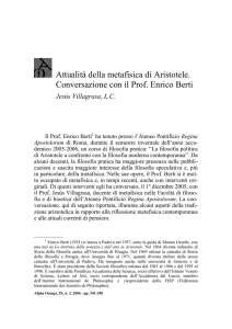 Attualità della metafisica di Aristotele. Conversazione con il Prof