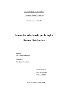 Semantica relazionale per la logica lineare distributiva