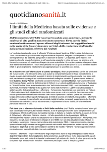 I limiti della Medicina basata sulle evidenze e gli studi clinici