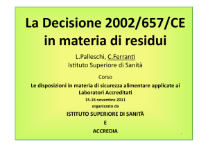 La Decisione 2002/657/CE in materia di residui