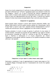 Comparatori Scopo di un circuito comparatore é il confronto tra due